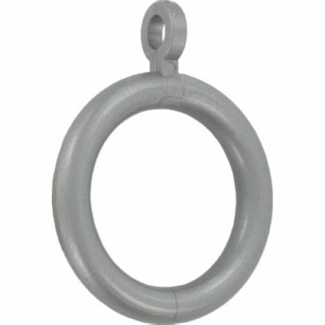 Curtain Pole Rings With Fixed Eyelet, Grey Plastic, Internal Diameter 28mm (To Fit Curtain Poles Up To 20mm Diameter)