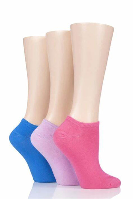 Girls 3 Pack Bamboo Heel & Toe Trainer Socks