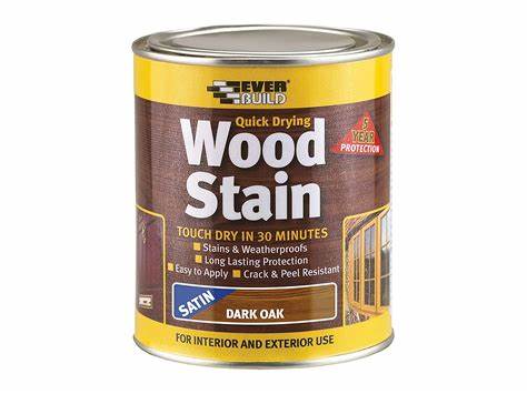 EVERBUILD 
Quick Dry Dark Oak Satin Wood Stain, 250ml