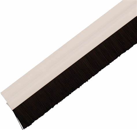 Door Bottom Brush Draught Excluders, Self Adhesive, White Plastic 915mm Long With 25mm Brush Height
