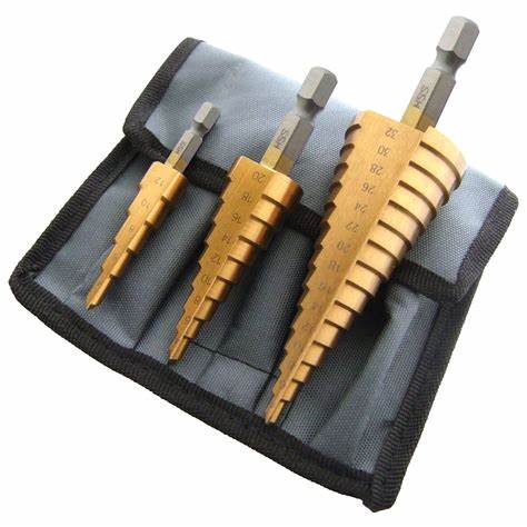 3 Piece high speed steel step drill set (large)