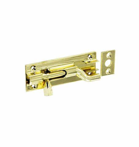 Swan Necked Door Bolts, Brass 100mm (4")