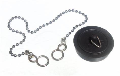 Basin Plugs, Black 38mm (1.1/2") & CP Ball Chain 300mm (12")