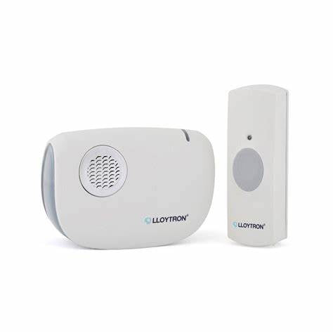 Kit de sonnette LLOYTRON MIP3 avec carillon récepteur et bouton-poussoir à piles - Blanc