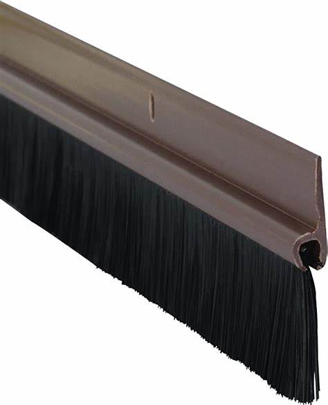 Door Bottom Brush Draught Excluders, Self Adhesive, Brown Plastic 915mm Long With 25mm Brush Height
