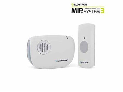 Kit de sonnette LLOYTRON MIP3 avec carillon récepteur et bouton-poussoir à piles - Blanc