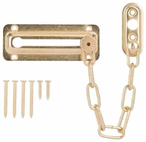 Door Security Chains, Solid Polished Brass