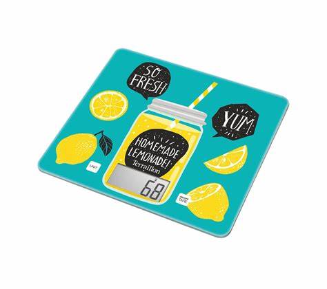 Terraillon Pèse-personne de cuisine, fonction tare, conversion de liquides, ultra-fin, capacité 3 kg, balance alimentaire T1040 Detox, vert