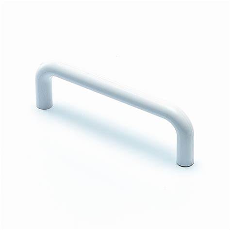 White Plastic Handles, Round Section, Back Fix, 100mm (4")