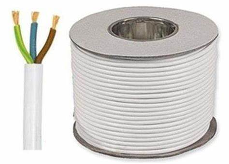 3183Y Round Three Core Cables, White 0.75mm X 100 Metres