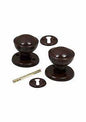 Mortice Door Knob Set, Brown Plastic