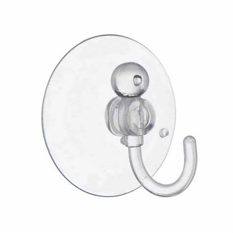 Crochets à ventouse, plastique transparent (Crochet plastique), 32 mm (1.1/4") pack de 3