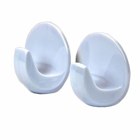 Self Adhesive Hooks, Medium Round, White 3pk