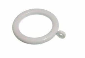 Curtain Pole Rings With Fixed Eyelet, White Plastic, Internal Diameter 28mm (To Fit Curtain Poles Up To 20mm Diameter)