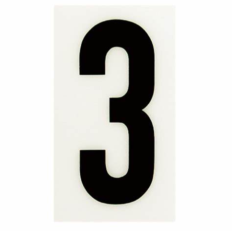Numerals, Black Self Adhesive Vinyl (Helvetica Bold Font) No. 3