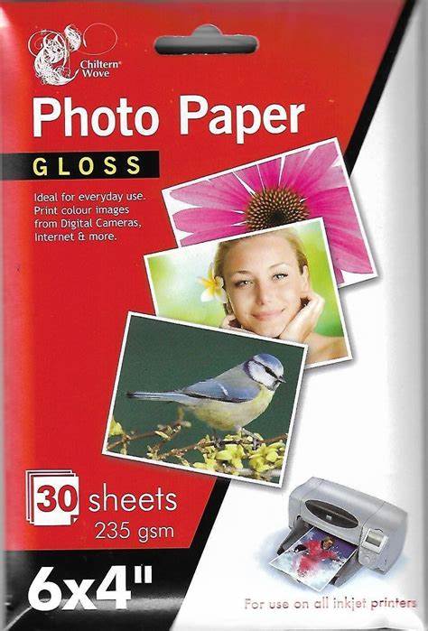 Papier Photo Brillant pour Imprimante - Taille 6 x 4 Pouces Jet d'Encre 235g/m² Lot de 30