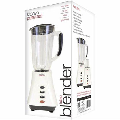 KitchenPerfected 500w 1.5Ltr Table Blender with Mill - Cream