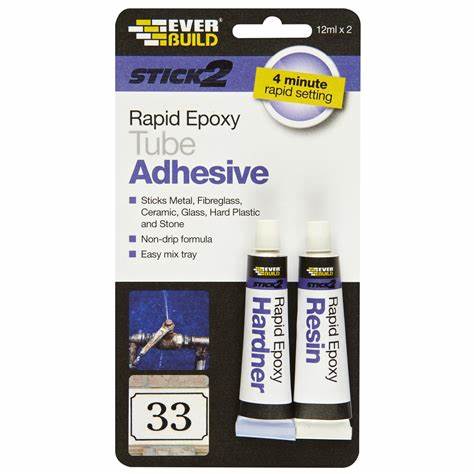 Everbuild Stick2 Rapid Epoxy - Fast Setting 2-Part Clear Adhesive, 2 x 12ml Tubes