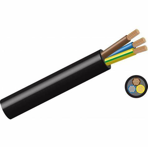 Round Three Core Cables, Black 0.5mm X 10 Metres