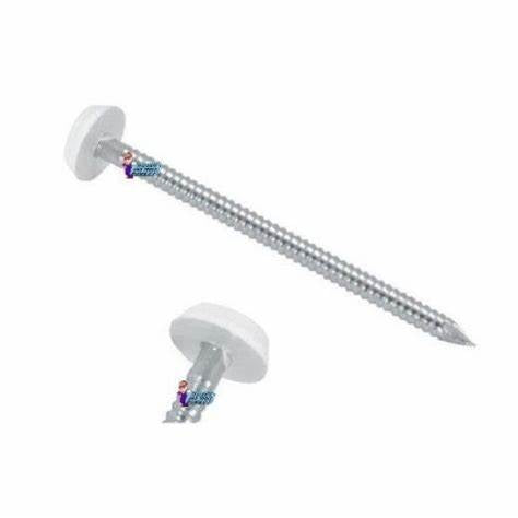 UPVC Poly Top Nails, White, Stainless Steel 50mm