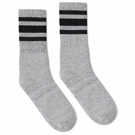 Mens 5 Pack Grey Sport Socks with Stripes