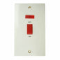 Cooker Switches With Neon Indicator, Double Pole 45 Amp, Tall White