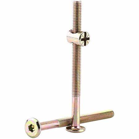 M6 X 60mm Furniture Bolts, Allen Headed,  YZP & Slotted Barrel Nuts 2pk