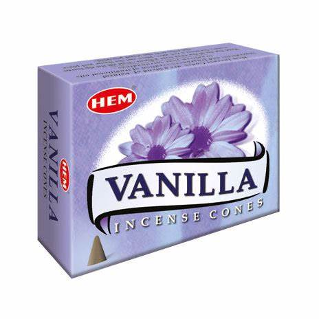 Bâtonnets d'encens cônes Hem Vanille Véritable Dhoop Brûlant Joss Hex Arôme
