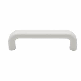 White Plastic Handles, Round Section, Back Fix, 100mm (4")