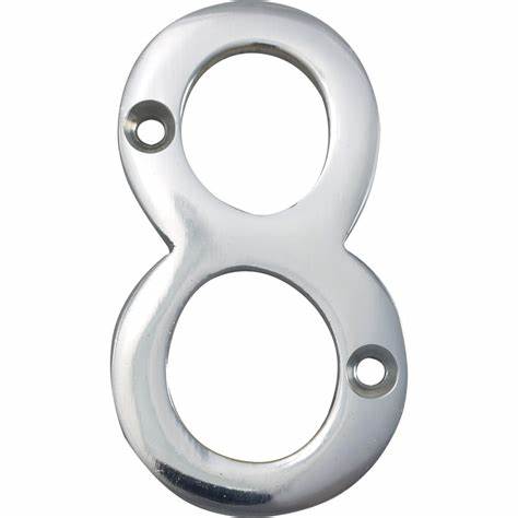 Numerals, Chromed Brass '8', 50mm (2")