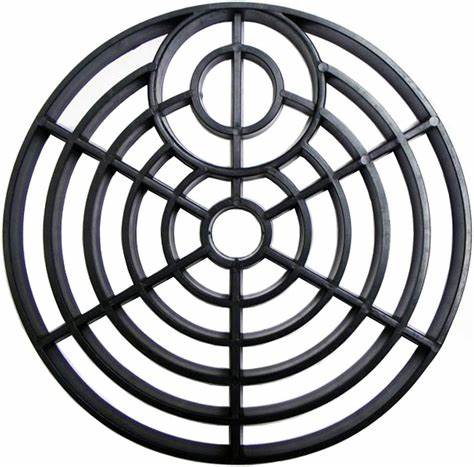 Rainwater Downpipe Gulley Grids, Circular Black 150mm (6")