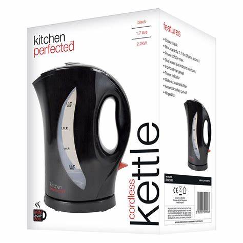 KitchenPerfected 2Kw 1.7Ltr Cordless Kettle - Black