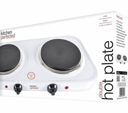 KitchenPerfected 2000w Double Hotplate - White