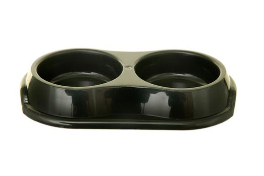 27CM DOUBLE PET BOWL - ASSORTED