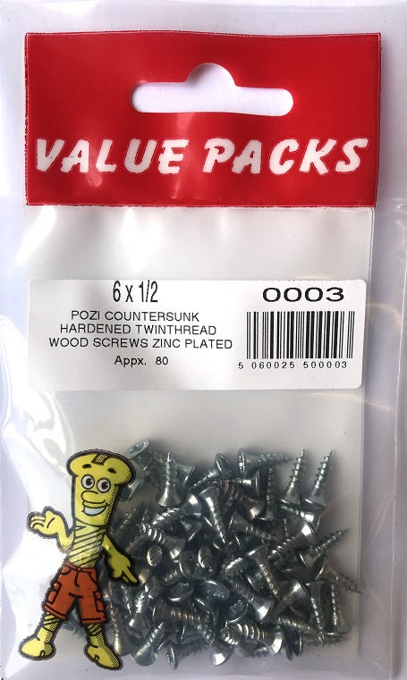 Vis à bois bi-filetées de haute qualité 6 x 1/2" - Lot de 80.
