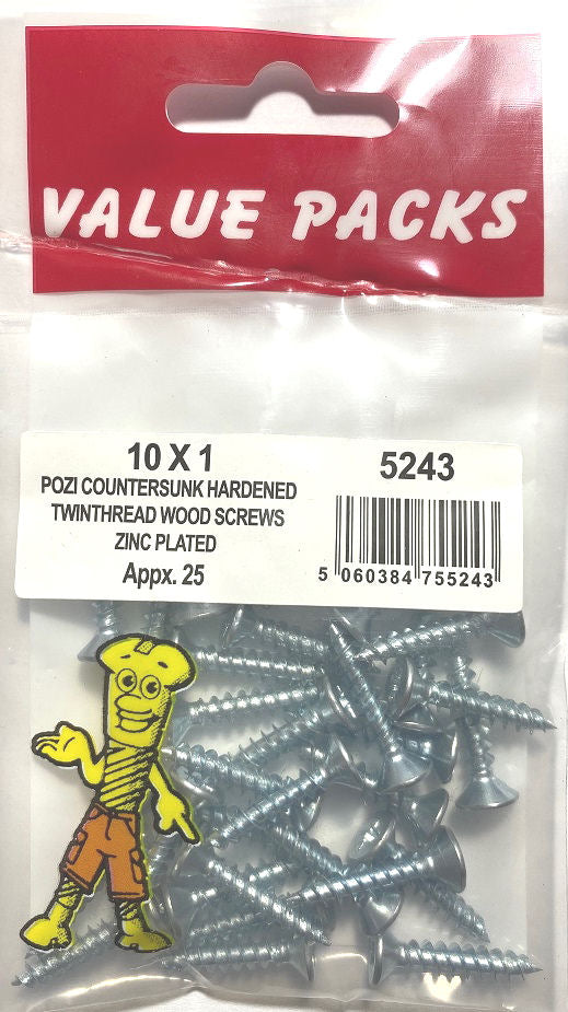Vis à bois bichromates de haute qualité 10 x 1 pouce – Lot de 25