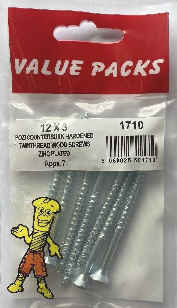 Get Quality 1710 T12X300 TwinThread Wood Screws - Zinc Finish | 7/PK.