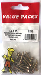 0256 C40X25 Chipboard Screws Yellow Plated 40/PK .