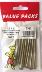 0362 C50X80 Chipboard Screws 5.0 x 80 Yellow Plated - 10/PK.