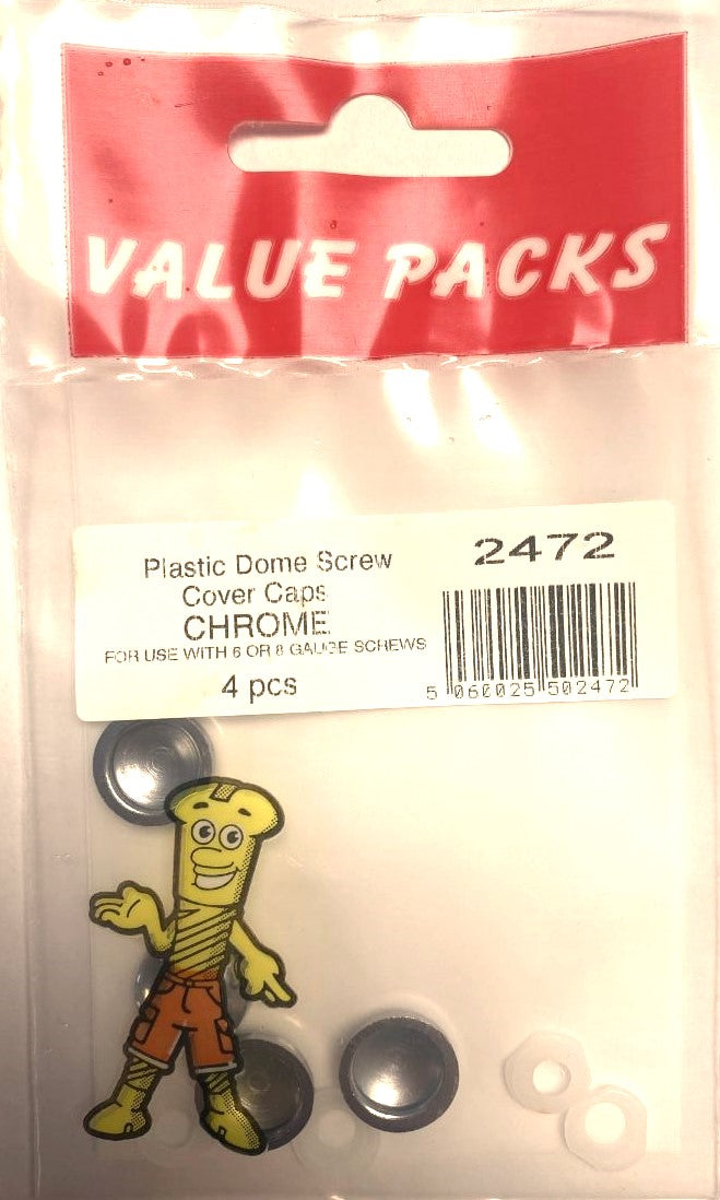 Cache-vis dôme chromé - 4/PAQ | Cache-vis dôme en plastique - 2472 PDCCC