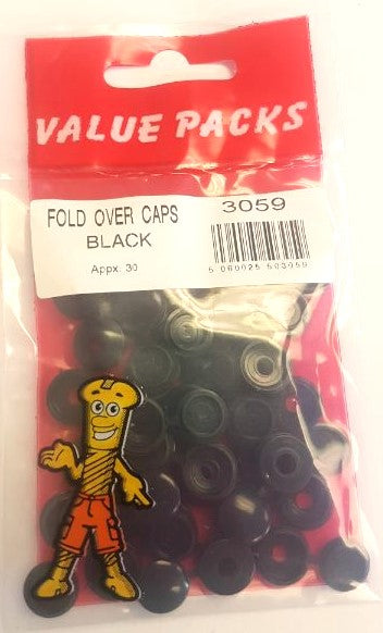 3059: FOBK Bouchons à vis repliables noirs n°6-8 - Paquet de 30