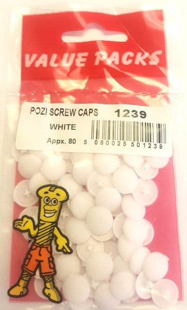 1239 - White No.6-8 Pozi Push On Caps - 50/PK