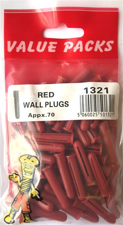 1321 PRED Red Wall Plugs - 60 Pack (Approx) | Reliable Fixings