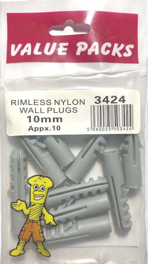 Recevez 3424 chevilles murales en nylon gris PN10 de 10 mm - paquet de 10 (environ)
