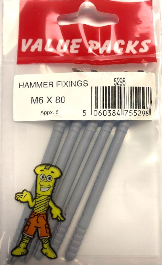 Fixations à frapper M6 x 80 - 5/PK