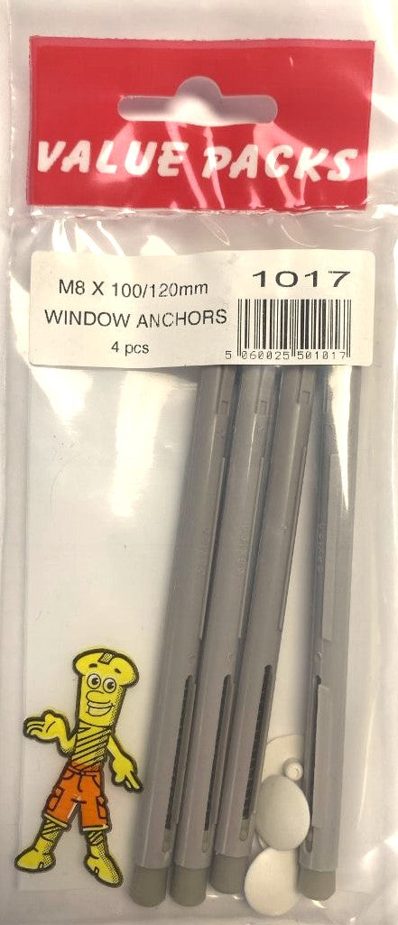 1017- Chevilles de fixation pour fenêtre M8 x 100 - Lot de 4