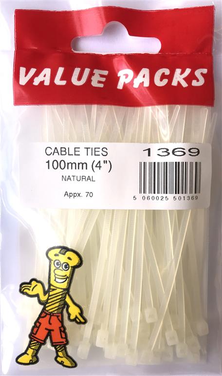 1369 CT100N Serre-câbles 100mm Naturel - Lot de 100