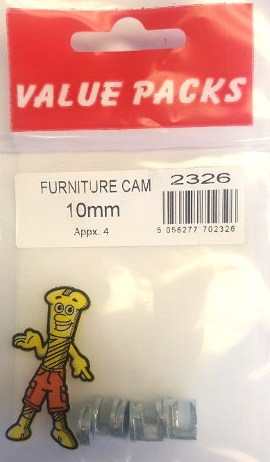 2326 CAM10: 10mm Mini Furniture Cam Locks - 4 Pack | Secure Your Furniture with Precision