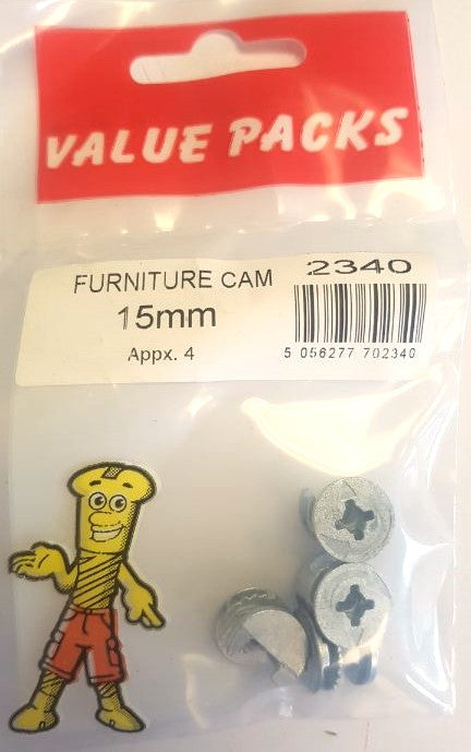 2340 CAM15: 15mm Furniture Cam Locks - Pack of 4 | Secure Your Furniture Today