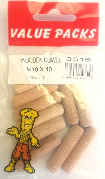 3516 Goujons en bois M10 x 40 - Lot de 10
